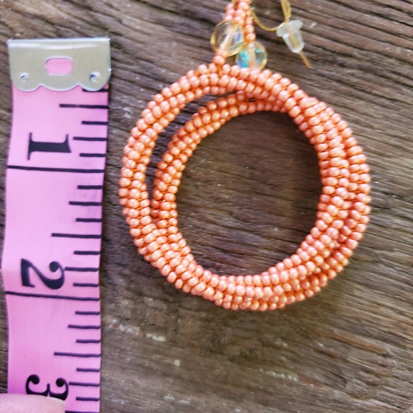 Amara Guava Peruvian Beaded Earings - Picture 3 of 5